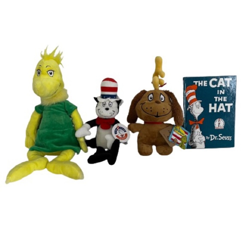 Dr. Seuss 3 Piece Plush Bundle with The Cat in The Hat Book